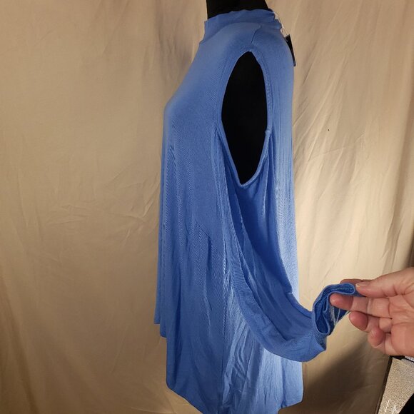 NWT Kaari Blue Cold Shoulder Long Sleeve Mock Neck Tunic Top - 2X - Picture 2 of 6